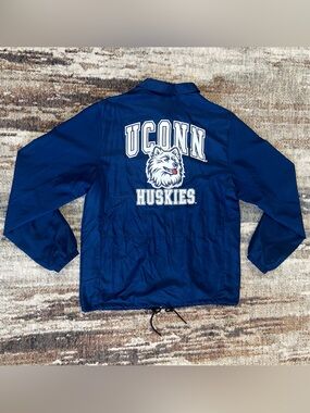 NEW UCONN Huskies SLAM NCAA Navy Blue Coach Jacket
